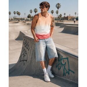 Sonoma Mens XL Tank Top Ombre Gradient Peach White Coral Pink Sleeveless Shirt